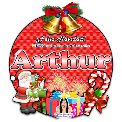 Nombre Arthur - Cartelito por Navidad