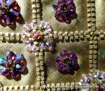 Detail of bead embroidery on silk purse. (Rare Vintage by Liz Vickery, Inspirations, bead embroidered purse)