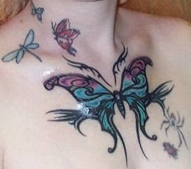 new style butterfly tattoo neck girl feminine design 