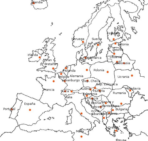 mapa de europa mudo. Mapa politico de Europa