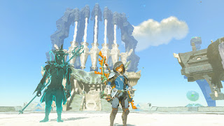 Link next to Shadow Sidon in the Water Temple