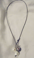 Leather and Pearl Love triangle Necklace