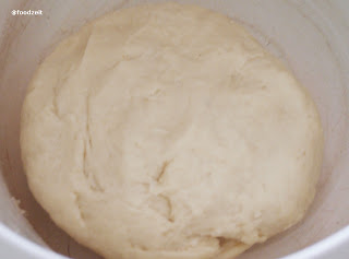 The yeast dough after it doubled in size