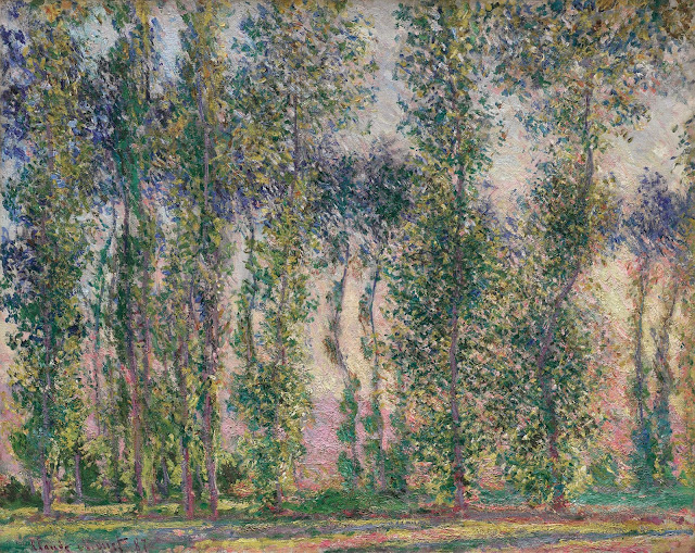 impressionist painting of poplars by monet