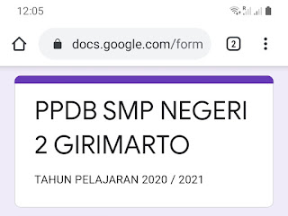 PPDB Online SMPN 2 Girimarto Tahun Pelajaran 2020 - 2021