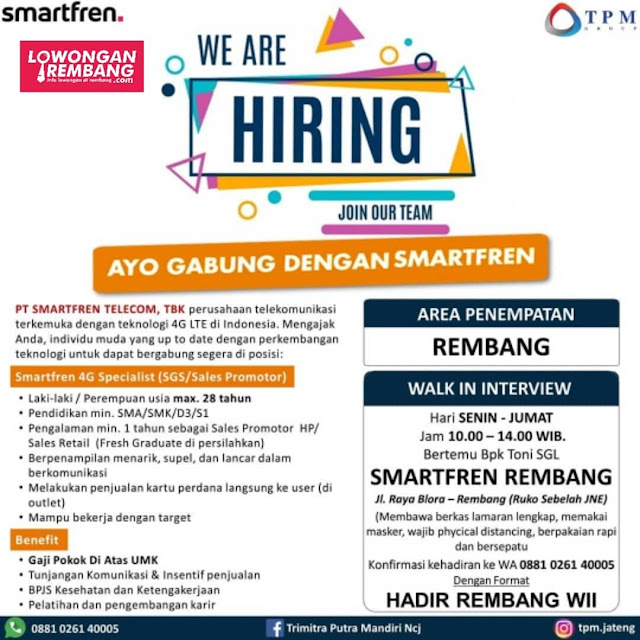 Lowongan Kerja Sales Promotor Smartfren Rembang