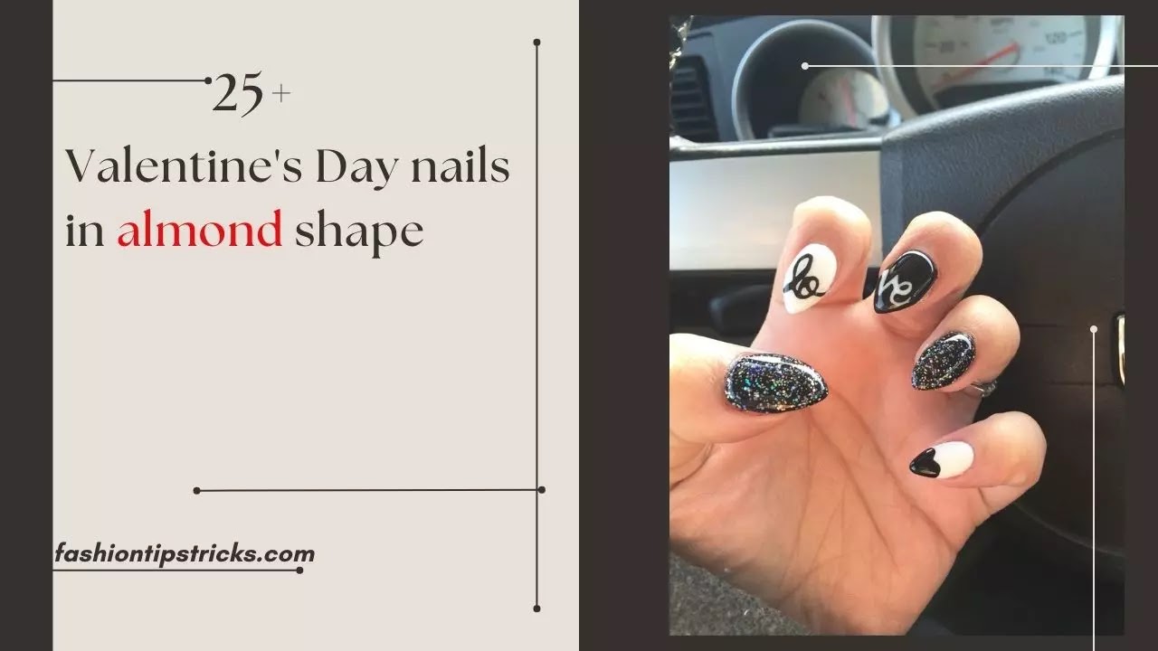 Valentine's Day nails in almond shape