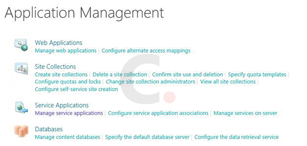 Sharepoint Central Administration - Application Management