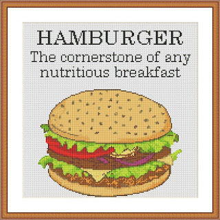 Pulp fiction cross stitch embroidery Hamburger quote