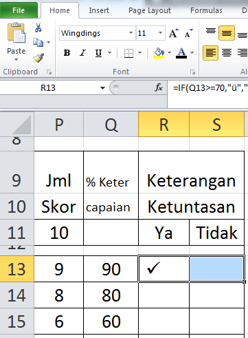 Cara mudah membuat simbol tanda Centang Otomatis di Excel