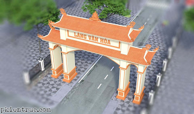 phối cảnh 3d cổng làng văn hóa