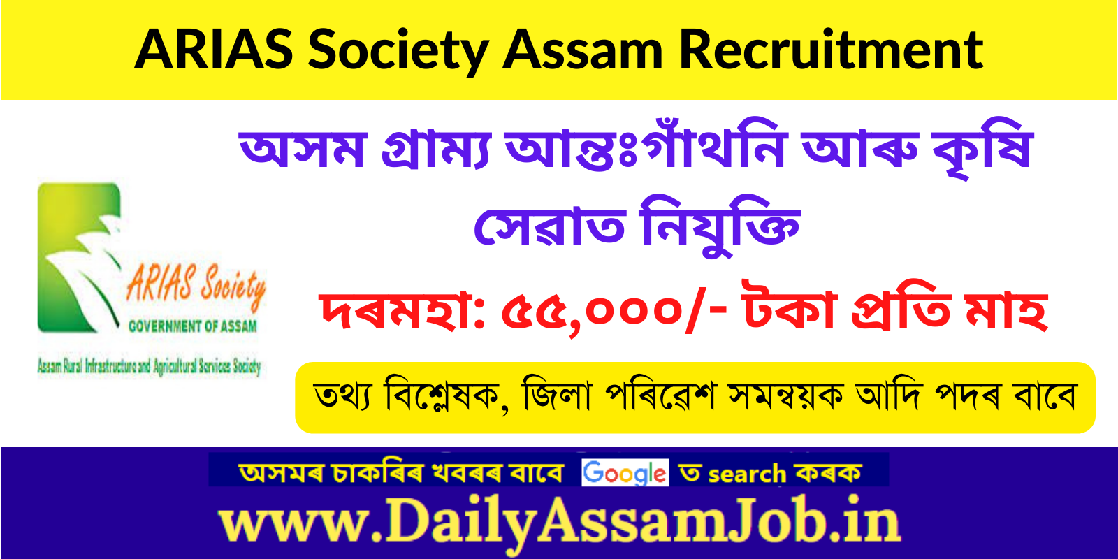 ARIAS Society Assam Recruitment