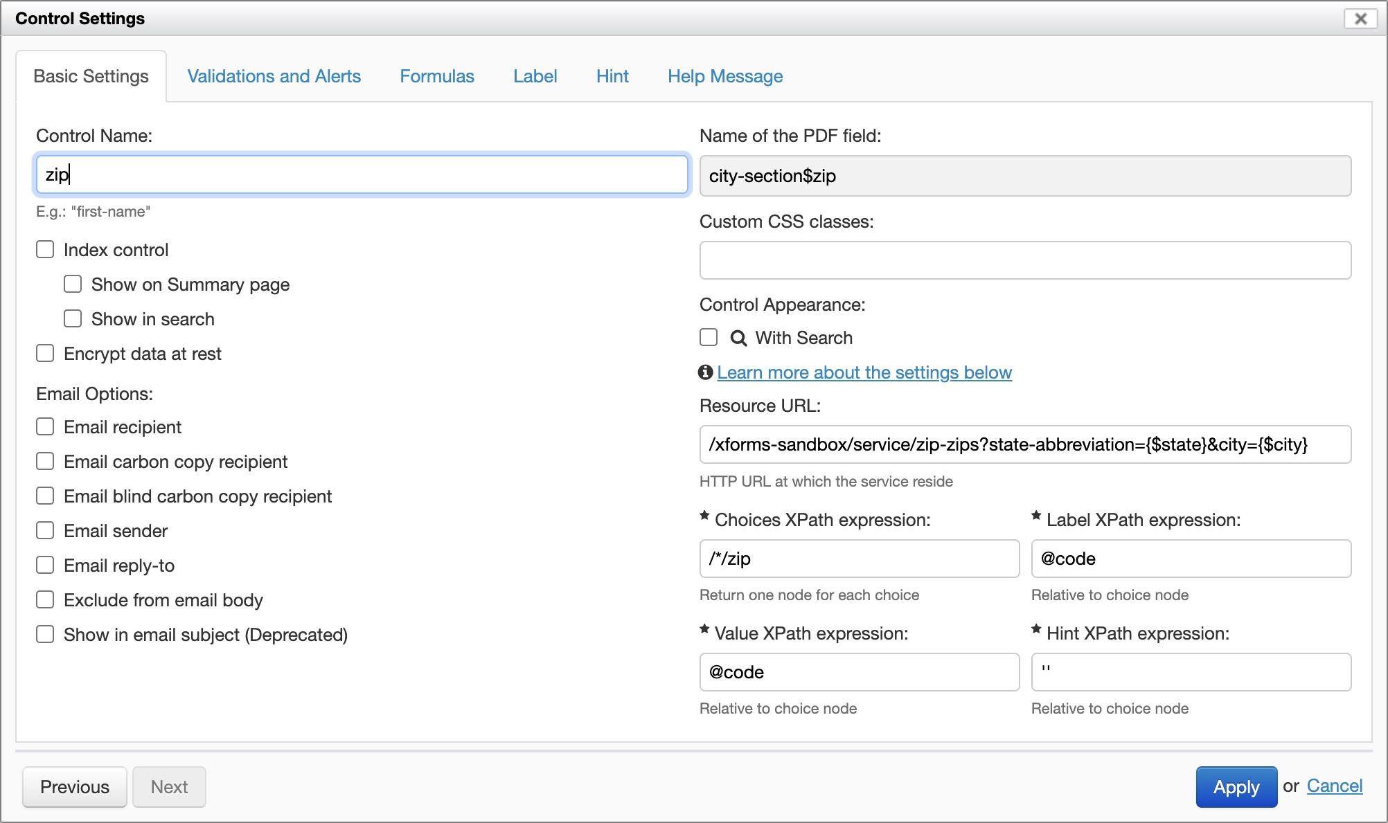 Variables in the Resource URL