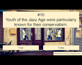 Youth of the Jazz Age were particularly known for their conservatism. Answer choices include: true, false