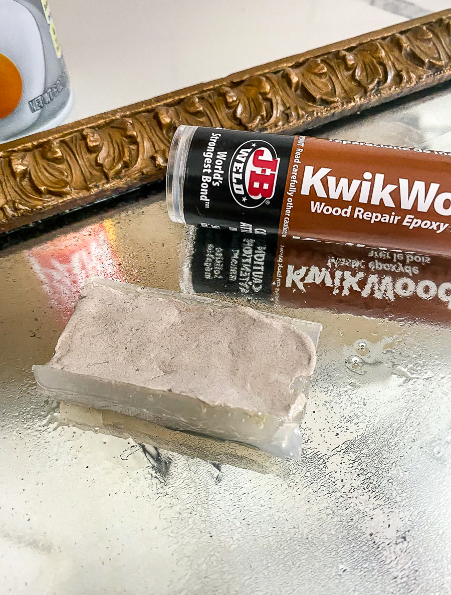 Fill hot glue mold with epoxy wood putty