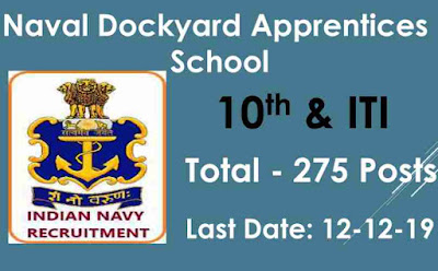 Naval Dockyard Apprentices Recruitment 2019 For 275 Trade Apprentice