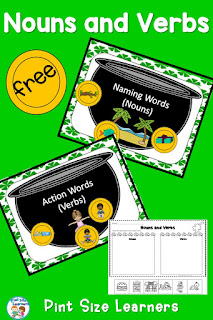 Nouns and Verbs Sort | St. Patrick’s Day | March | Free Students find the golden coins that have naming word pictures on them and golden coins with action word pictures, then sort them onto the appropriate Pot of Gold sorting mats. This free activity can be played in small group instruction or independently during center time. Who says practicing nouns and verbs can’t be FUN!