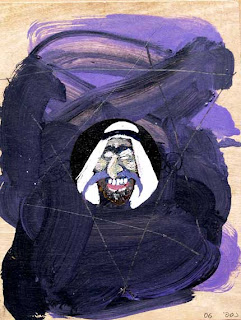 an Arab with a Purple Mustache Israeli art Magen David