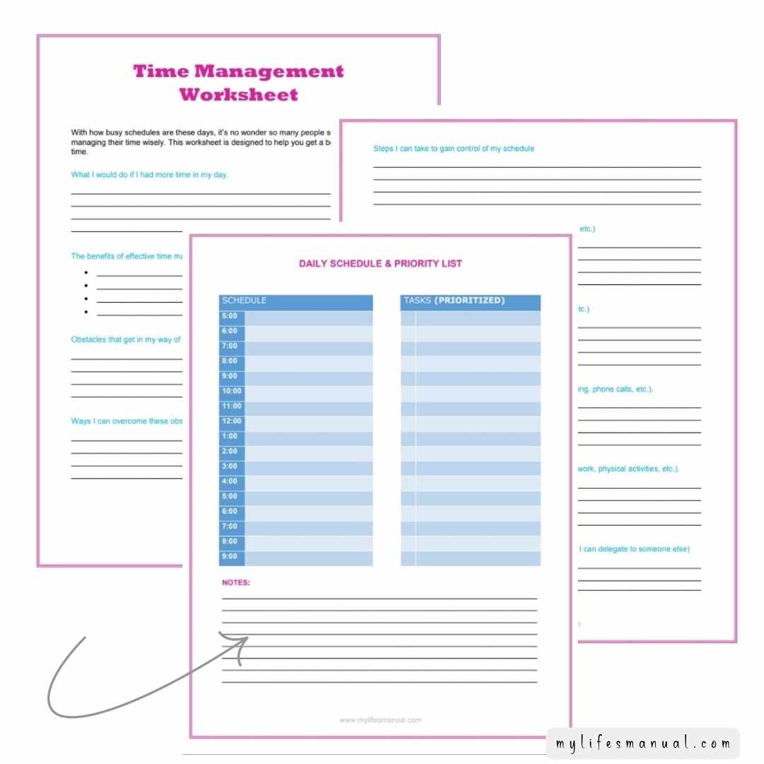 Time management Worksheets. Questions to ask yourself to improve time management skills. Better manage your time with these time management worksheets.