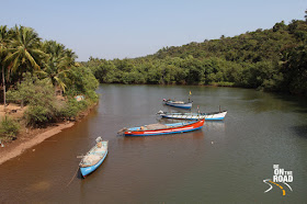 Boats near Agonda estuary, South Goa, India