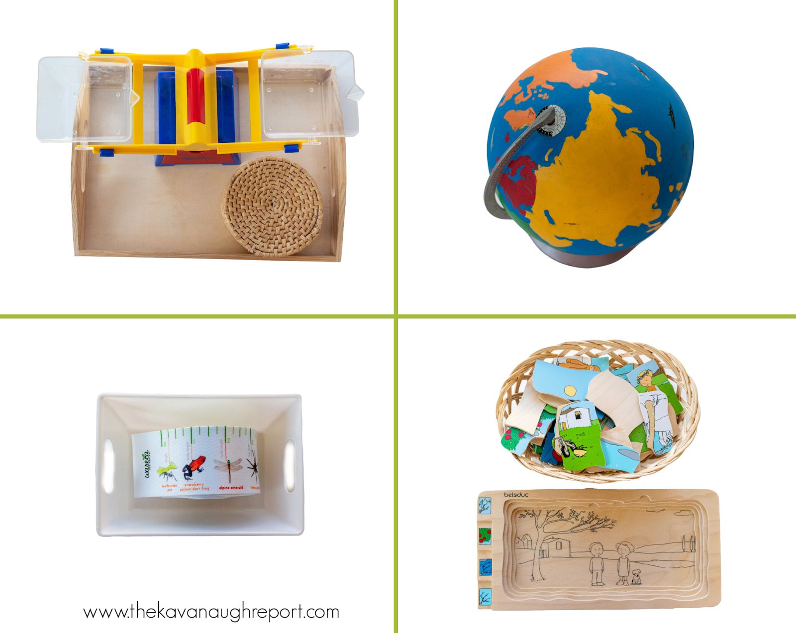 Here is a detailed look at the Montessori activities on a 3-year0old shelf at home. These toys and materials are great for learning a variety of skills including math, language, and science. 