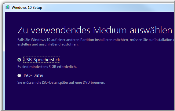 Windows 10 USB Tool von Microsoft