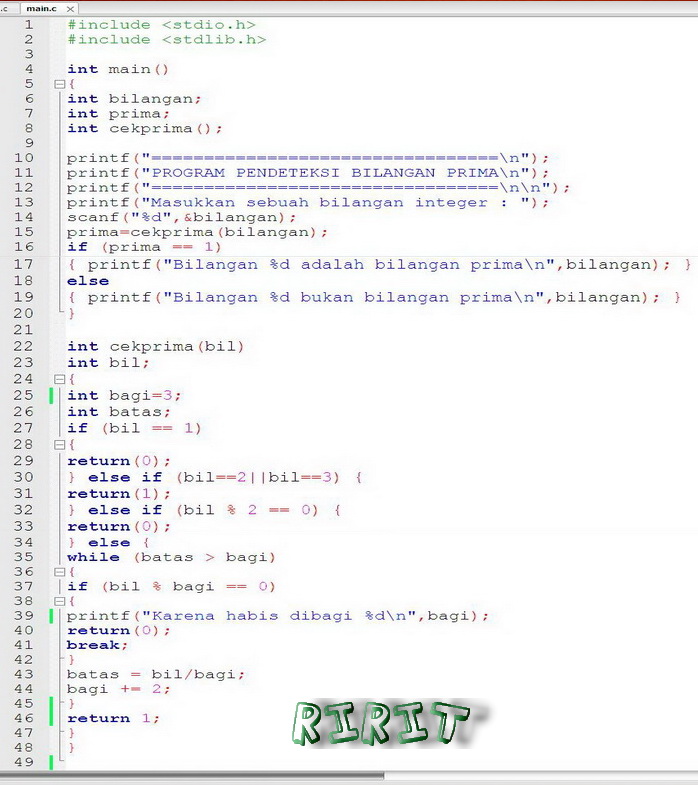 RAIH PRESTASI: BAHASA C++ PENDETEKSI BILANGAN PRIMA