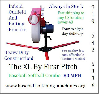 Call Jim 919-542-5336 for a great infield, outfield practice. The XL Pitching Machine.