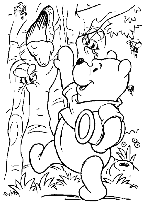 Winnie The Pooh and Friends Coloring Pages title=