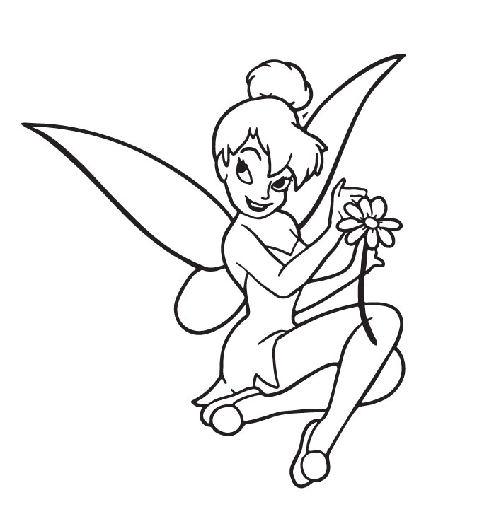 TinkerBell Pick Flower Coloring Page