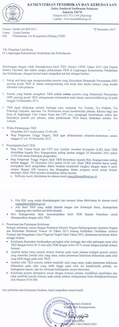 Jadwal Tes TKB CPNS Kemendikbud 2013