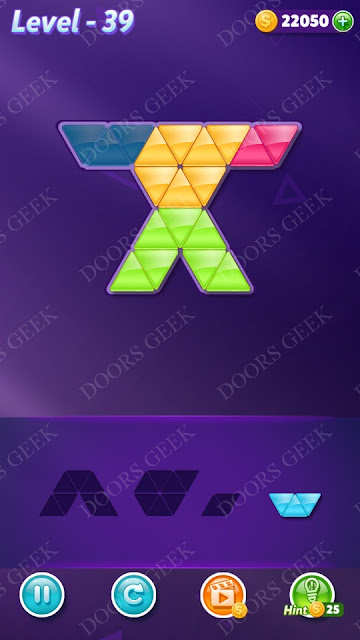 Block! Triangle Puzzle Novice Level 39 Solution, Cheats, Walkthrough for Android, iPhone, iPad and iPod