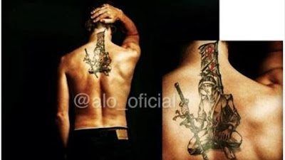 Tatuaje de un samurái en la espalda de Alonso