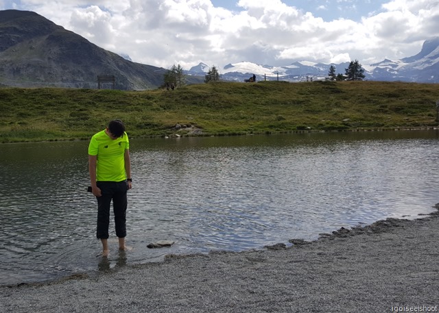 One could swim in Leisee, with views of the alpine landscape and Matterhorn.