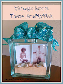 Vintage Beach Theme Glass Block by Crafty In Crosby