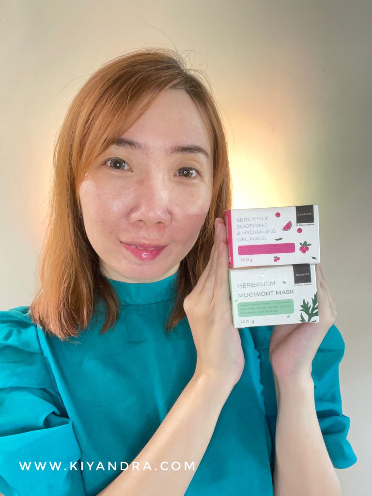 Ria Kiyandra Review Scarlett Herbalism Mugwort Mask dan Seriously Soothing & Hydrating Gel Mask