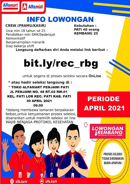 Lowongan Kerja Pramuniaga Dan Kasir Alfamart Rembang Dan Pati