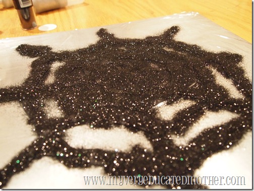 @mvemother Adding the Glitter to our Spider Webs