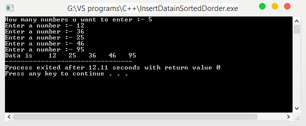 Program in C to insert an element in singly linked list in sorted order.