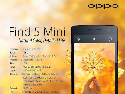 Akhirnya Oppo Find 5 Mini Diluncurkan | Harga Spesifikasi