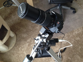 Canon DSLR camera on motorized EQ mount