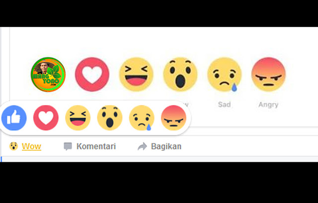 Fitur Reaction Facebook ( tombol Like bisa diganti menjadi Love, Haha, Wow, Sad atau Angry )