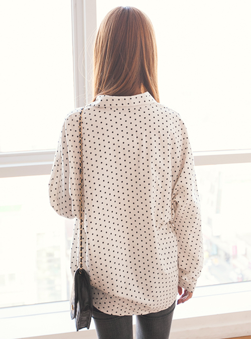 Oversized Dotted Button-Down Shirt