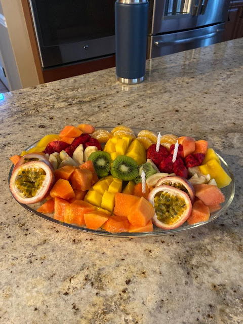 tropical fruits on a platter