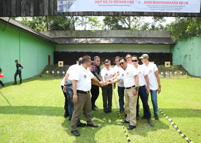 Lomba Menembak Bersama TNI Polri Sambut Hut Bhayangkara dan Kodam I/BB 