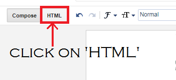 Switch to HTML from compose in Google Blogger.