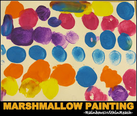 photo of: Marshmallow Painting in Preschool, Open-ended Art Project via RainbowsWithinReach