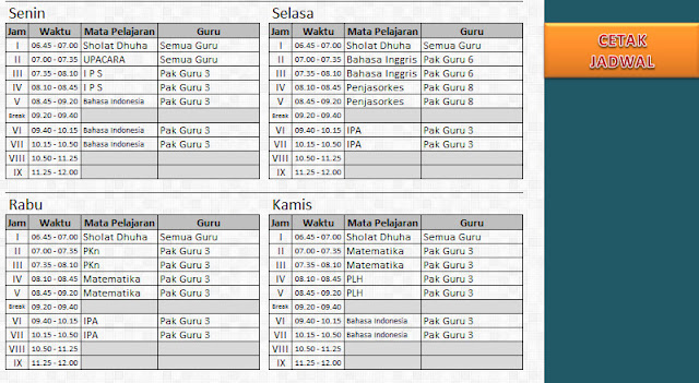 Aplikasi Jadwal Pelajaran Sekolah