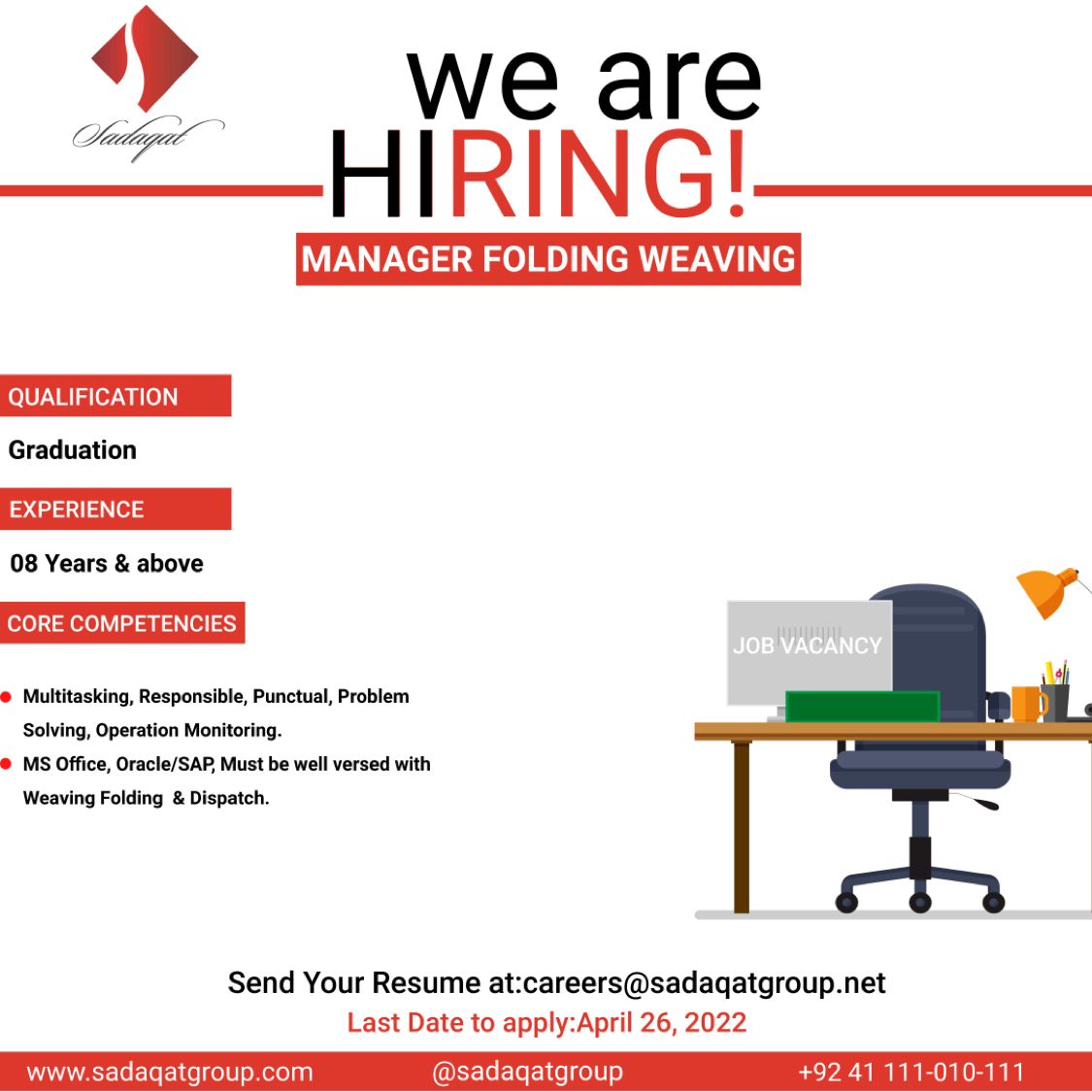 Sadaqat Ltd Jobs April 2022