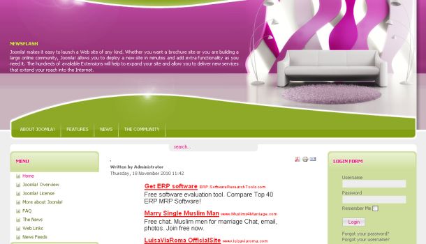 Design Style Pink Green Joomla Theme Template